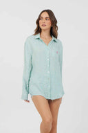Green Yarn Dye Stripe Beach Shirt