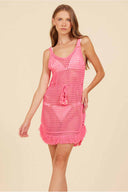 Simona Hot Pink Crochet Mini Dress