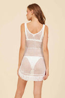 Simona White Crochet Mini Dress back