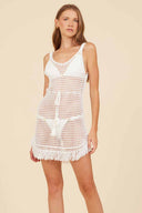 Simona White Crochet Mini Dress