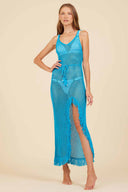 Pamela Electric Blue Crochet Maxi Dress