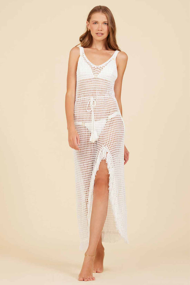 Pamela White Crochet Maxi Dress