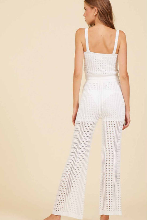 White Knit Pants Set back