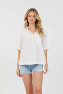 White Cotton Short Sleeve Polo