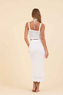 White Knit Skirt Set back