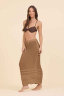 Island Tan Crochet Maxi Skirt side