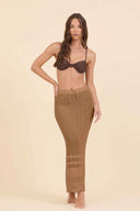 Island Tan Crochet Maxi Skirt