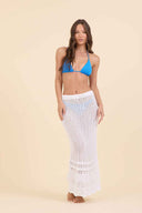 White Crochet Maxi Skirt front