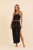 Black Crochet Beads Maxi Dress