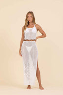 White Crochet Beads Maxi Dress