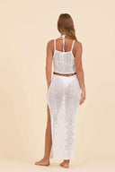 White Crochet Beads Maxi Dress back