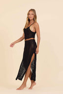 Black Crochet Beads Maxi Dress side