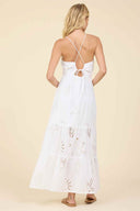 White Ocean Eyelet Maxi Dress back
