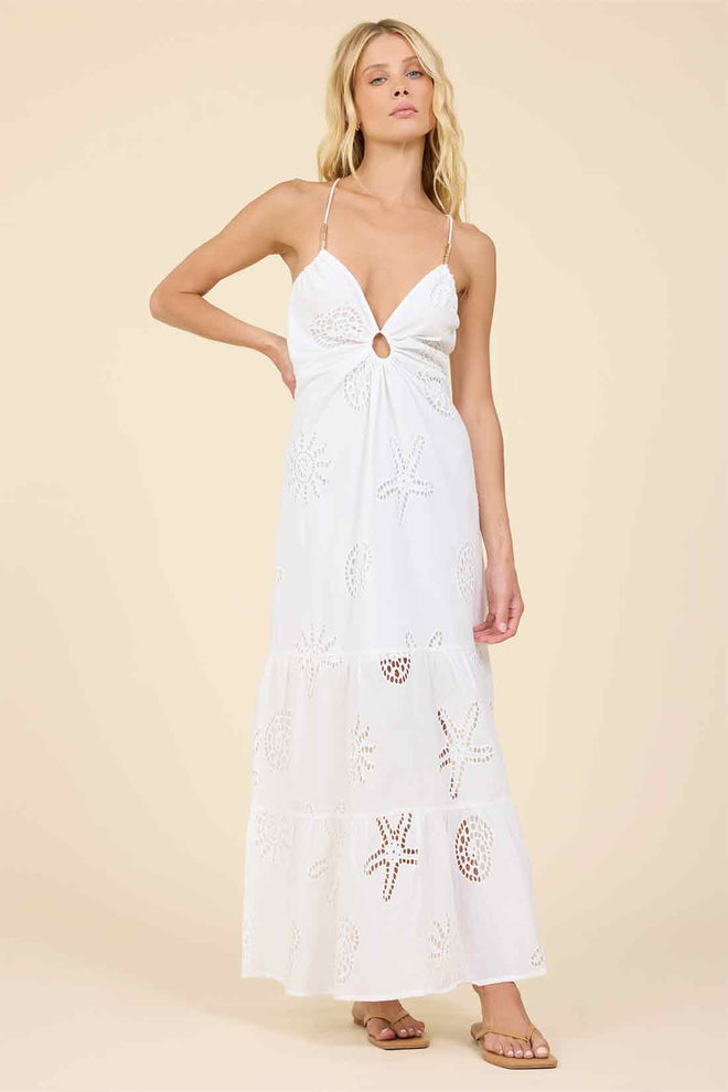 White Ocean Eyelet Maxi Dress