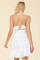 White Ocean Eyelet Mini Dress back
