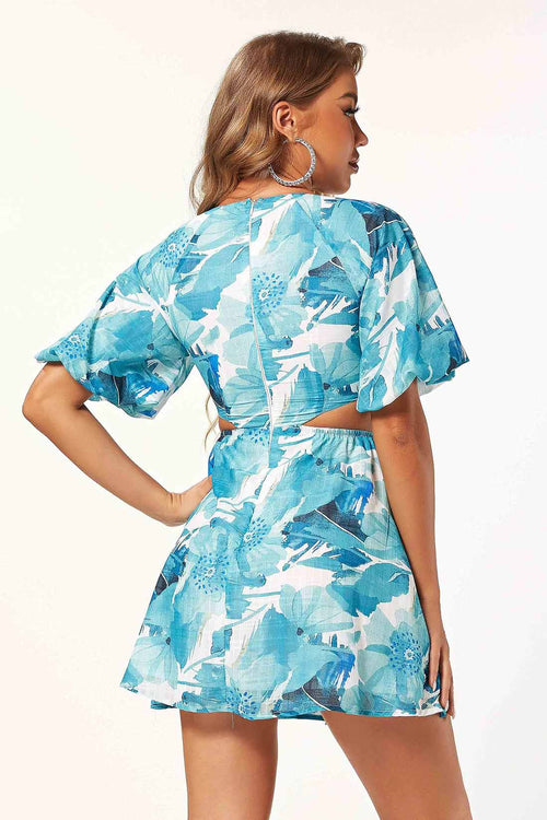 Kelly Blue Printed Mini Dress back