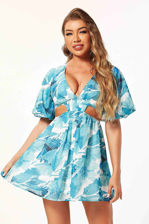 Kelly Blue Printed Mini Dress