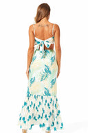 Kerri Blue Tropical V Neck Maxi Dress back