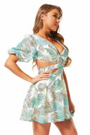 Marian Green Printed Mini Dress