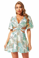 Marian Green Printed Mini Dress