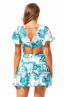 Farrah Turquoise Printed Mini Dress back
