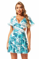 Farrah Turquoise Printed Mini Dress