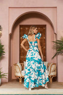 Mina Apricot Printed Maxi Dress back