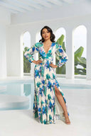 Annie Apricot Printed Long Sleeve Maxi Dress
