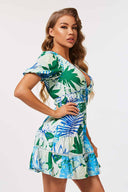 Belinda Green Tropical Print Mini Dress side