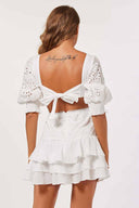 Brenda White Eyelet Mini Dress back