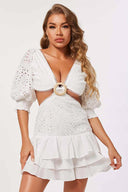 Brenda White Eyelet Mini Dress