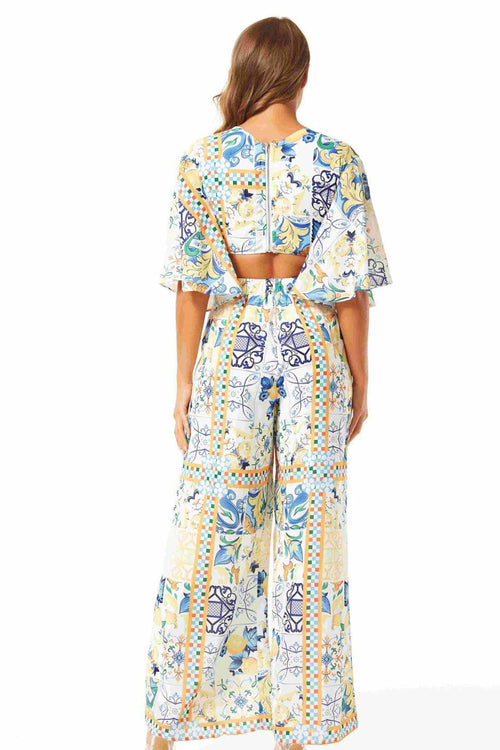 Selena Yellow Printed Tiles Jumpsuit back