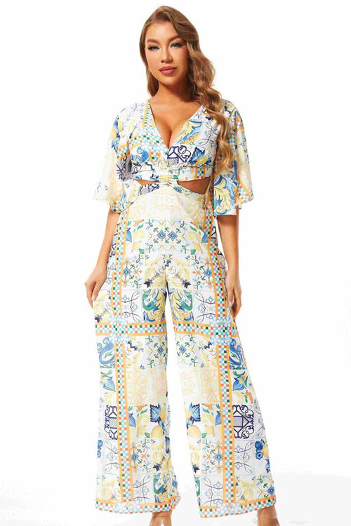 Selena Yellow Printed Tiles Jumpsuit