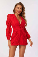 Kira Red Long Sleeve Romper