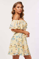 Mia Yellow Printed Off Shoulder Romper side