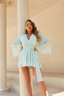 Ellie Mint Long Sleeve Romper front
