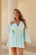 Ellie Mint Long Sleeve Romper