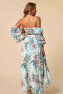 Chloe Mint Printed Ruffled Skirt Set back