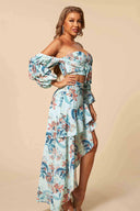 Chloe Mint Printed Ruffled Skirt Set side