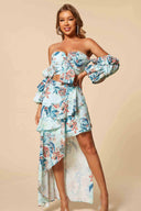 Chloe Mint Printed Ruffled Skirt Set