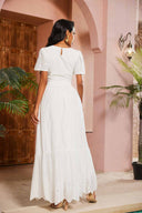 Nova White Solid Eyelet Skirt Set back