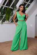 Aurora Green Solid Pants Set