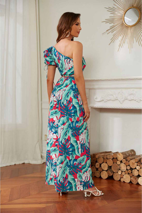 Vera Rose Tropical Leaf Pants Set back