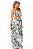 Ruby Green Printed Palms Skirt Set side