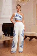 Maria White One Shoulder Pants Set