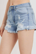 Emily Light Wash Distressed Shorts side