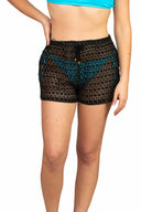 Camy Black Cable Knit Coverup Shorts