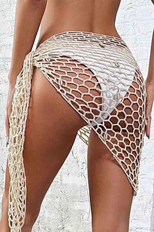 Beige Crochet Sea Shell Pareo back