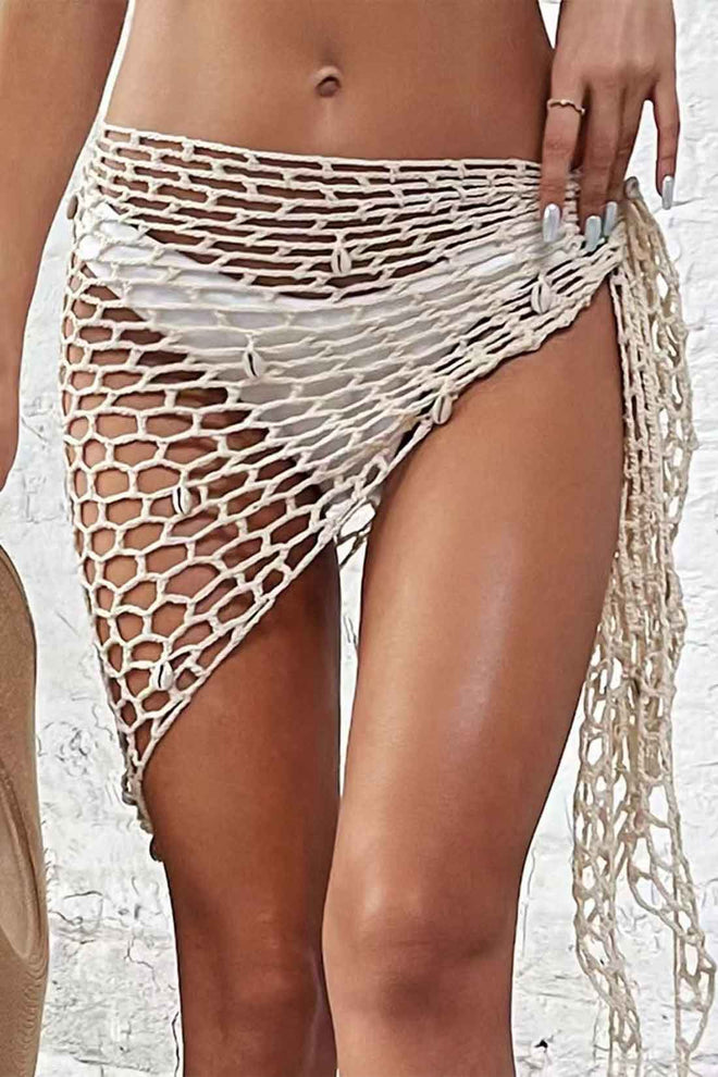 Beige Crochet Sea Shell Pareo