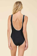 Black Contrast Krinkle One Piece back